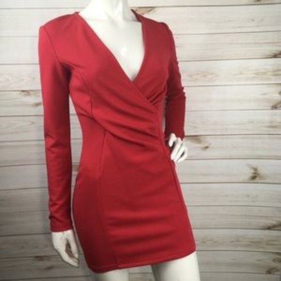 Akira Chicago Red Long Sleeve Dress - Picture 2 of 8